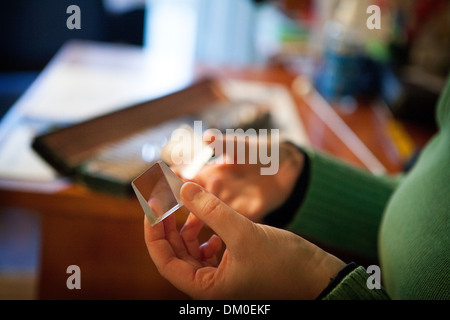 ORTHOPTICS, WOMAN Stock Photo