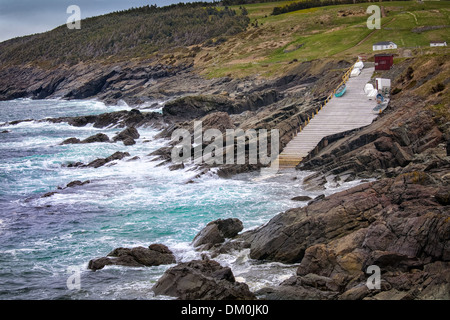 A view of Pouch Cove, Newfoundland, an outport community that is located on the Avalon Peninsula. Stock Photo