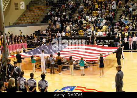 Feb. 20, 2010 - West Point, New York, U.S - 20 February 2010:  Flag ceremony before game action in the Navy at Army Women's basketball game held at Crystl Arena in West Point , New York. (Credit Image: © Alex Cena/Southcreek Global/ZUMApress.com) Stock Photo