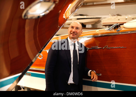 Ferruccio Rossi, chief executive officer of the Ferretti Group at the Riva yachts factory in Sarnico, Italy. Stock Photo