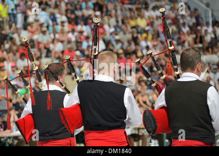 City of Lorient (Brittany) on 2013/08/04: Bagadoù (Breton bands) National Championship on the occasion of the 43rd Inter-Celtic Stock Photo