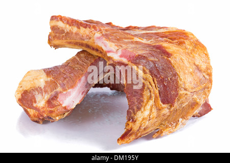 smoked ribs on a white background Stock Photo