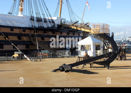 Tourists visiting Hms victory which was Admiral Lord Nelsons flagship Stock Photo