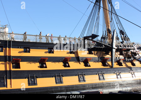 Tourists visiting Hms victory which was Admiral Lord Nelsons flagship Stock Photo