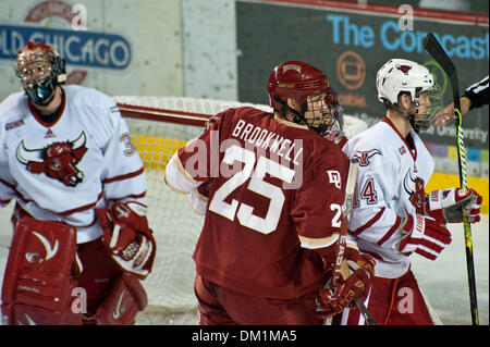 Jan. 01, 2010 - Denver, Colorado, USA - 01 January 2010:  Cody Brookwell celebrates his first goal of the season. Nebraska at Omaha Mavericks vs. Denver Pioneers during the Wells Fargo Denver Cup at Magness Arena in Denver, Colorado..Mandatory Credit: Andrew Fielding / Southcreek Global (Credit Image: © Andrew Fielding/Southcreek Global/ZUMApress.com) Stock Photo