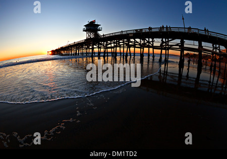 Winter Sunset, San Clemente Pier, California. Stock Photo