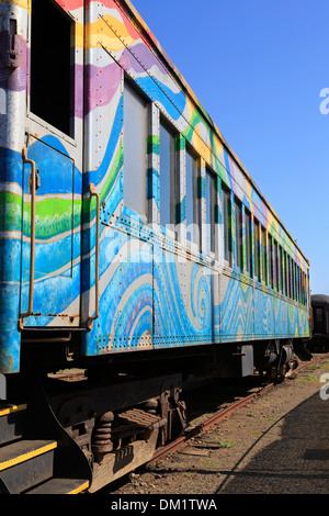 Skunk Train in Fort Bragg,Mendocino County,California,USA Stock Photo