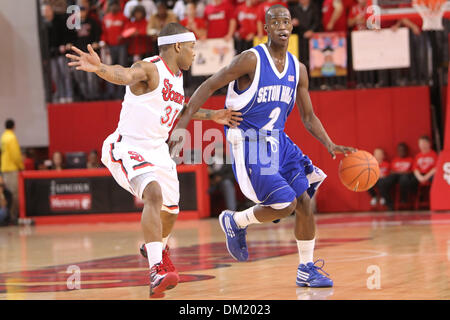 Seton Hall guard Keon Lawrence #2 and St. John's guard Malik Stith #31 during game action in the first half. St Johns trails Seton Hall 29-22 in the game  held at Carnescca Arena, Jamaica, New York. (Credit Image: © Anthony Gruppuso/Southcreek Global/ZUMApress.com) Stock Photo