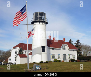 Chatham Light, Chathamlighthouse known as Twin Lights, 1808 second light on Cape Cod, Highland Light, Stock Photo