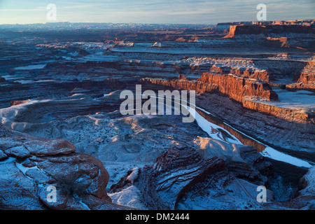 the Colorado Valley from Dead Horse Point at dawn, Utah, USA Stock Photo