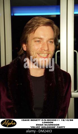 Oct. 19, 1998 - London, Great Britain - 19/10/98 LOND0N.EWAN McGREGOR.-''VELVET GOLDMINE'' PARTY(Credit Image: © Globe Photos/ZUMAPRESS.com) Stock Photo