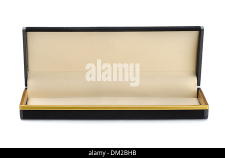 Open empty black jewelry box isolated on white Stock Photo