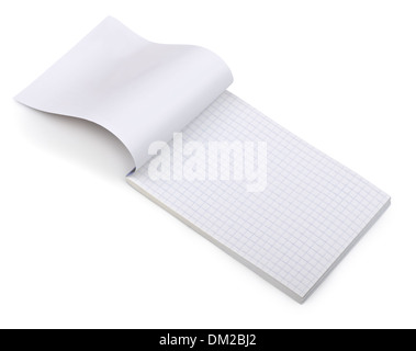 Open notebook isolated on white Stock Photo