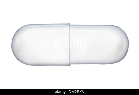 Single empty transparent capsule isolated on white Stock Photo