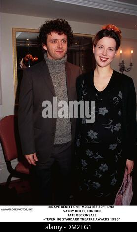 May 25, 2001 - London, Great Britain - 30/11/98 SAVOY HOTEL,LONDON.KATE BECKINSALE.-''EVENING STANDARD THEATRE AWARDS1998'(Credit Image: © Globe Photos/ZUMAPRESS.com) Stock Photo