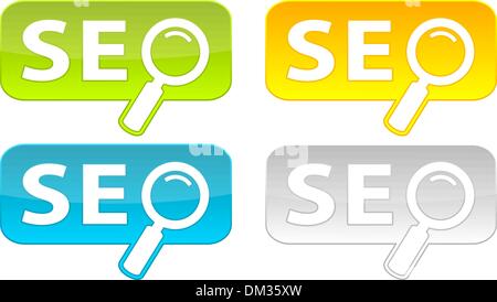 Web buttons with SEO text Stock Vector