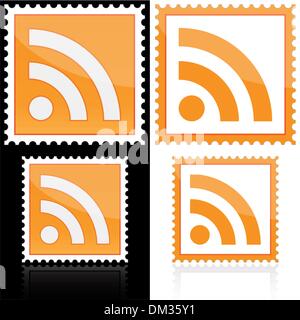 Postage with RSS icon Stock Vector