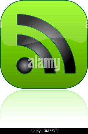 Glossy RSS green vector button Stock Vector