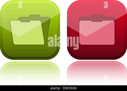 Glossy buttons with folder icon Stock Vector