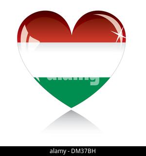 Vector heart with Hungary flag texture isolated on a white. Stock Vector