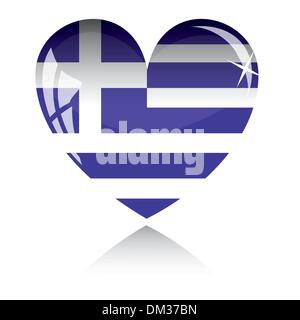 Vector heart with Greece flag texture isolated on a white. Stock Vector