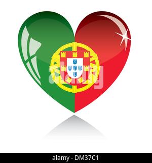 Vector heart with Portugal flag texture isolated on a white. Stock Vector