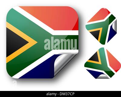 Sticker with South Africa flag Stock Vector