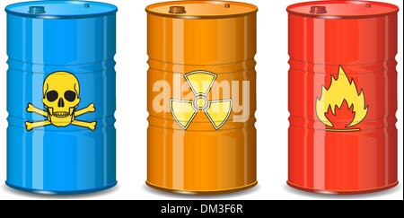 Barrel of chemicals. The poison, radiation, flammable. Stock Vector
