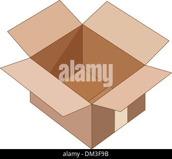 Empty open paper box over white. Stock Vector