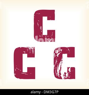 Grunge vector C letter - vector type alphabet - slab serif font Stock Vector