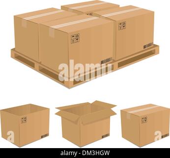 Set of vector cardboard boxes Stock Vector