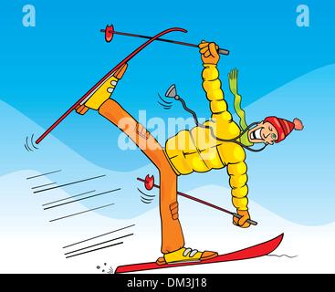 crazy doctor on ski Stock Vector
