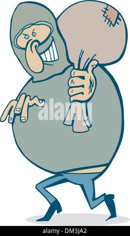 sneaking thief with sack Stock Vector