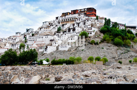 Ladakh, India - 13 July 2009: the Thiksey Monastery, located at an altitude of 11,800 ft in the Indus valley. Stock Photo