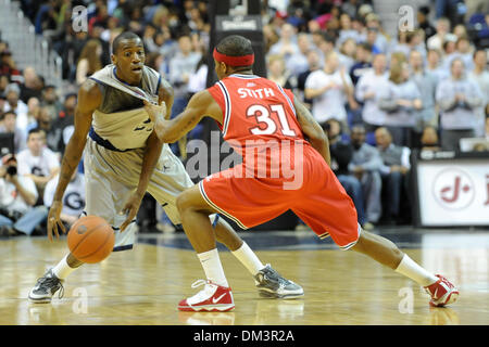 Washington D.C. Verizon Center. .Georgetown guard Jason Clark (21) facing St. John's guard Malik Stith (31), game action in the first half. Georgetown and Harvard were tied at 33 with 3 1/2 minutes left in the first half before the Hoyas took control at both ends of the court to go up 44-33 at halftime. Hoyas defeat Harvard 86-70  (Credit Image: © Roland Pintilie/Southcreek Global/ Stock Photo