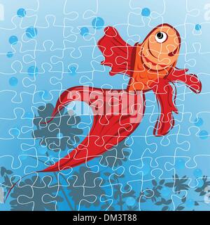 Red fish puzzle Stock Vector