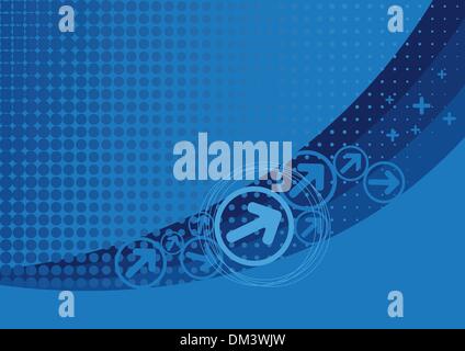 Blue background with halftone and arrows Stock Vector