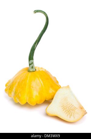 Yellow pattypan squash on white background Stock Photo