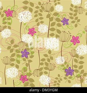 Seamless dandelion and flower wallpaper Stock Vector