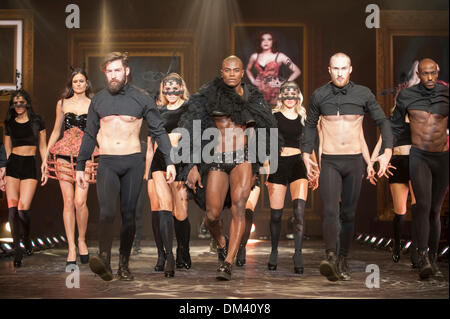 Models on the main Fashion Theatre catwalk at the Clothes Show Live, NEC, Birmingham, UK. 10th December 2013. Credit:  Antony Nettle/Alamy Live News Stock Photo