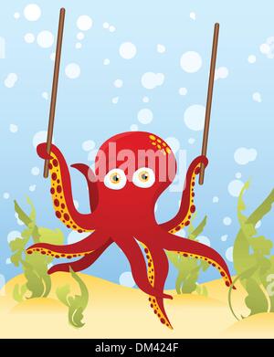 Vector. Octopus holding blank sign Stock Vector