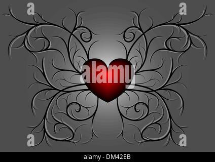Red pattern with hearts 4 Stock Vector