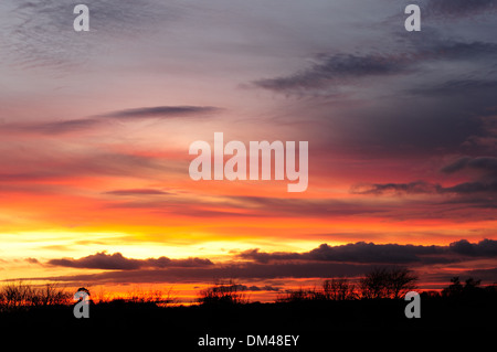 Spectacular Winter Sunset's .Lincolnshire,UK. Stock Photo