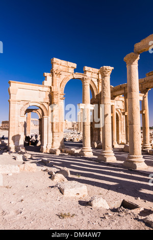 Monumental Arch of the ruins at Palmyra, Syria Stock Photo