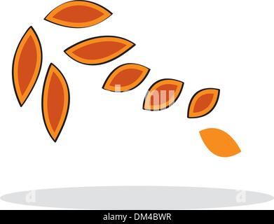 Orange leaf with grey shadow Stock Vector
