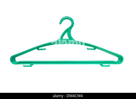 Green hanger for clothes isolated over white background Stock Photo