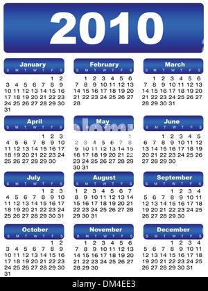 肌触りがいい Image Vector Stock year 2010 for calendar Blue & Alamy - Art カレンダー