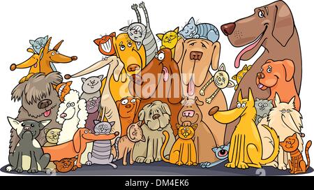 Huge group of Cats and Dogs Stock Vector