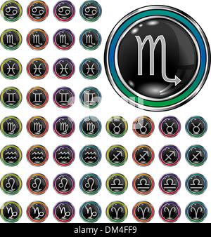 Zodiac astrology button icons Stock Vector