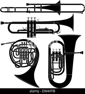 Brass musical instruments in vector Stock Vector